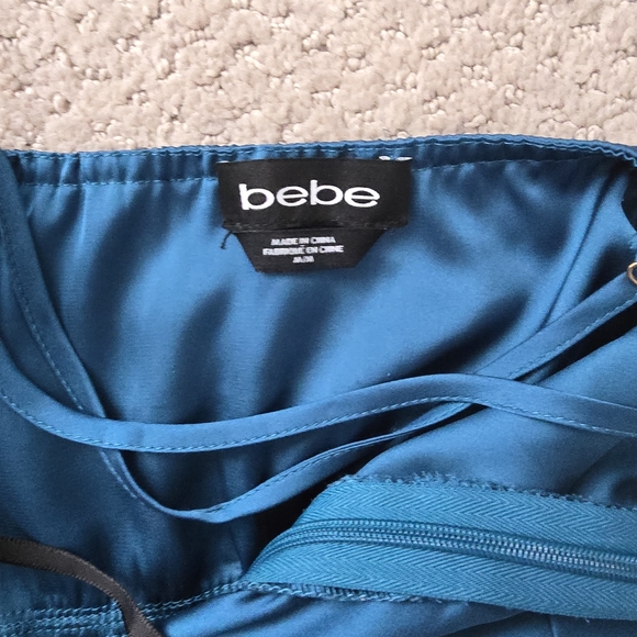 Bebe Blue Satin Bodysuit Medium - Picture 7 of 8